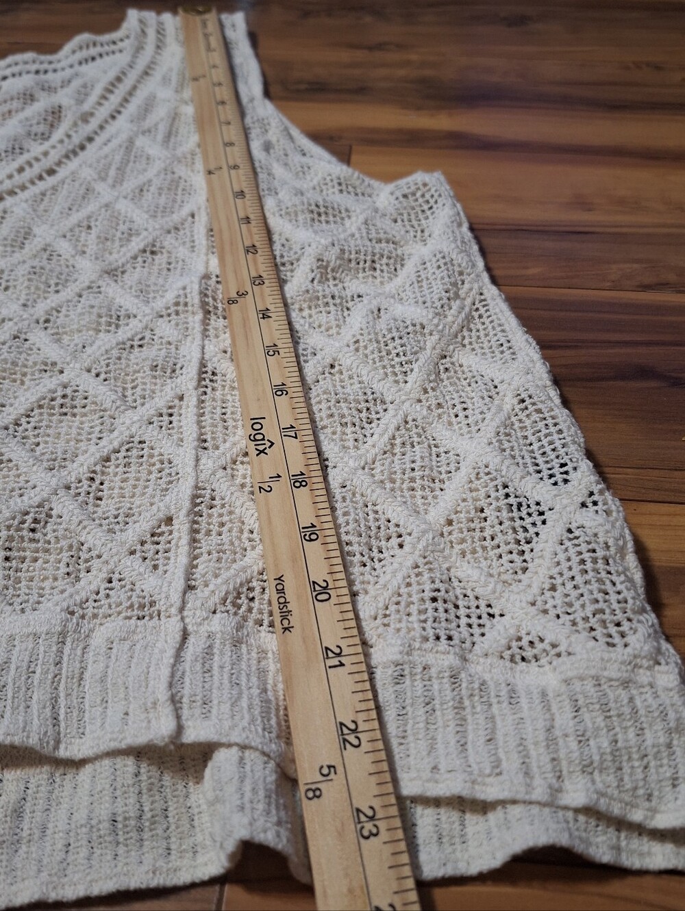 POL One Size cream open crochet vest festival boho hippie cottage 100% cotton - Picture 5 of 8